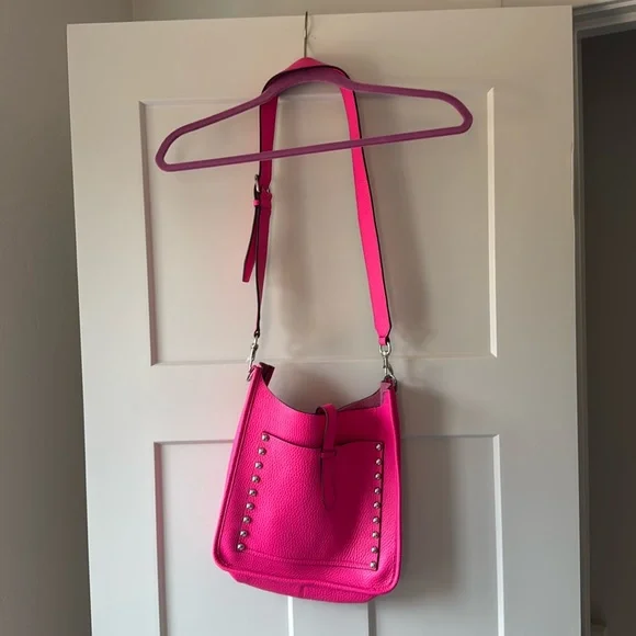 Rebecca Minkoff Hot Pink Leather Studded Crossbody Bag - Picture 1 of 9